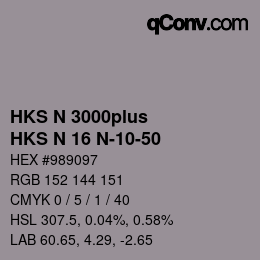 Color code: HKS N 3000plus - HKS N 16 N-10-50 | qconv.com