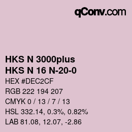 Color code: HKS N 3000plus - HKS N 16 N-20-0 | qconv.com