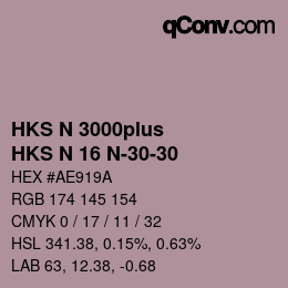Color code: HKS N 3000plus - HKS N 16 N-30-30 | qconv.com