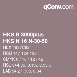 Color code: HKS N 3000plus - HKS N 16 N-30-50 | qconv.com