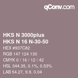 颜色代码: HKS N 3000plus - HKS N 16 N-30-50 | qconv.com