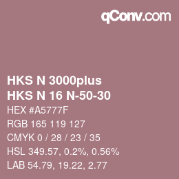 Código de color: HKS N 3000plus - HKS N 16 N-50-30 | qconv.com