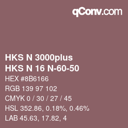 Farbcode: HKS N 3000plus - HKS N 16 N-60-50 | qconv.com