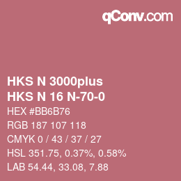 Color code: HKS N 3000plus - HKS N 16 N-70-0 | qconv.com