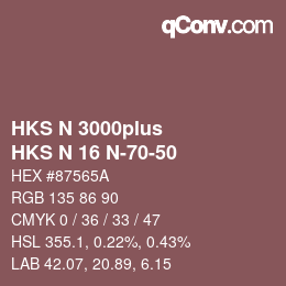 Color code: HKS N 3000plus - HKS N 16 N-70-50 | qconv.com