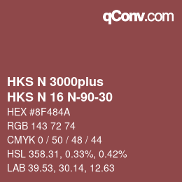 Color code: HKS N 3000plus - HKS N 16 N-90-30 | qconv.com