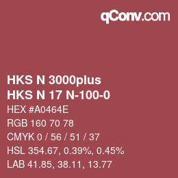 Color code: HKS N 3000plus - HKS N 17 N-100-0 | qconv.com
