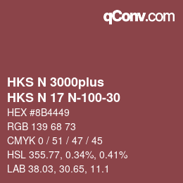 Color code: HKS N 3000plus - HKS N 17 N-100-30 | qconv.com