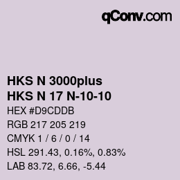 Código de color: HKS N 3000plus - HKS N 17 N-10-10 | qconv.com