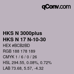 カラーコード: HKS N 3000plus - HKS N 17 N-10-30 | qconv.com