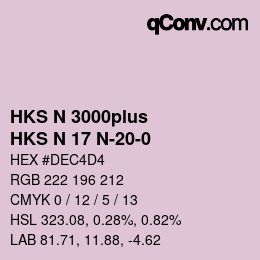 Color code: HKS N 3000plus - HKS N 17 N-20-0 | qconv.com