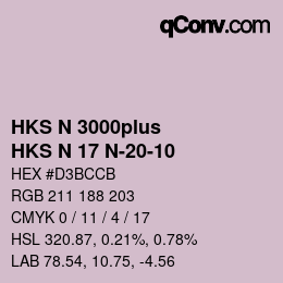 Code couleur: HKS N 3000plus - HKS N 17 N-20-10 | qconv.com