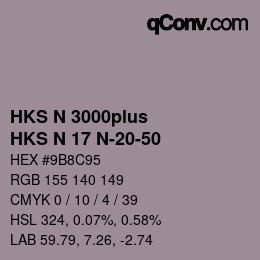 Farbcode: HKS N 3000plus - HKS N 17 N-20-50 | qconv.com