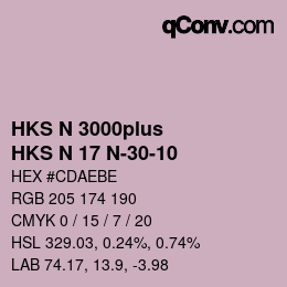 Color code: HKS N 3000plus - HKS N 17 N-30-10 | qconv.com