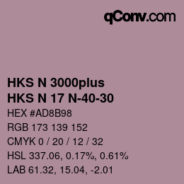 Color code: HKS N 3000plus - HKS N 17 N-40-30 | qconv.com