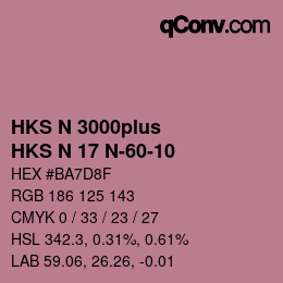 Color code: HKS N 3000plus - HKS N 17 N-60-10 | qconv.com