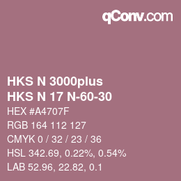 Color code: HKS N 3000plus - HKS N 17 N-60-30 | qconv.com