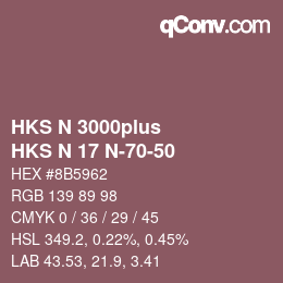 Color code: HKS N 3000plus - HKS N 17 N-70-50 | qconv.com