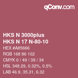 Color code: HKS N 3000plus - HKS N 17 N-80-10 | qconv.com