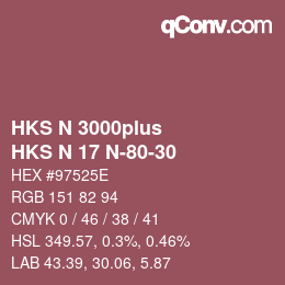 Color code: HKS N 3000plus - HKS N 17 N-80-30 | qconv.com