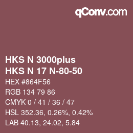 Code couleur: HKS N 3000plus - HKS N 17 N-80-50 | qconv.com
