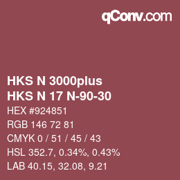 Color code: HKS N 3000plus - HKS N 17 N-90-30 | qconv.com