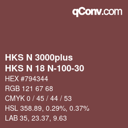 Color code: HKS N 3000plus - HKS N 18 N-100-30 | qconv.com