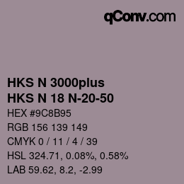 Color code: HKS N 3000plus - HKS N 18 N-20-50 | qconv.com