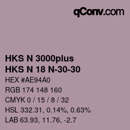 Color code: HKS N 3000plus - HKS N 18 N-30-30 | qconv.com
