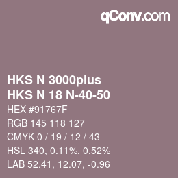 Color code: HKS N 3000plus - HKS N 18 N-40-50 | qconv.com