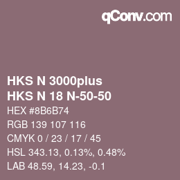 Color code: HKS N 3000plus - HKS N 18 N-50-50 | qconv.com