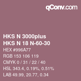 Color code: HKS N 3000plus - HKS N 18 N-60-30 | qconv.com