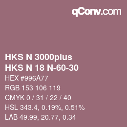 Color code: HKS N 3000plus - HKS N 18 N-60-30 | qconv.com