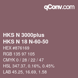Color code: HKS N 3000plus - HKS N 18 N-60-50 | qconv.com
