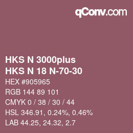 Color code: HKS N 3000plus - HKS N 18 N-70-30 | qconv.com