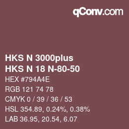 Code couleur: HKS N 3000plus - HKS N 18 N-80-50 | qconv.com