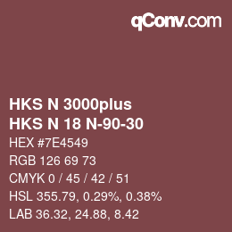 Color code: HKS N 3000plus - HKS N 18 N-90-30 | qconv.com
