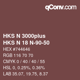 Color code: HKS N 3000plus - HKS N 18 N-90-50 | qconv.com