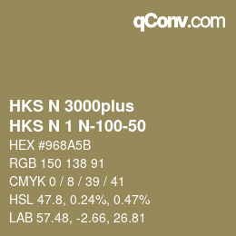 Farbcode: HKS N 3000plus - HKS N 1 N-100-50 | qconv.com