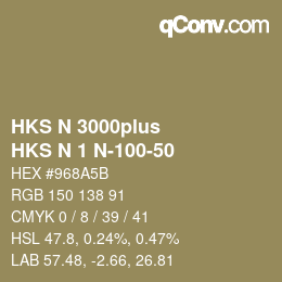 Code couleur: HKS N 3000plus - HKS N 1 N-100-50 | qconv.com