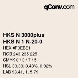 Code couleur: HKS N 3000plus - HKS N 1 N-20-0 | qconv.com