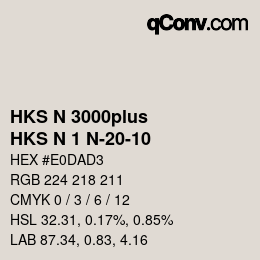 Code couleur: HKS N 3000plus - HKS N 1 N-20-10 | qconv.com