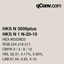 Code couleur: HKS N 3000plus - HKS N 1 N-20-10 | qconv.com