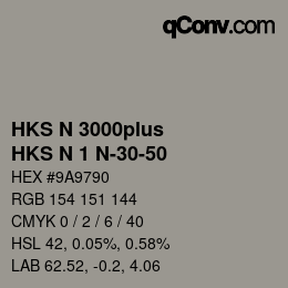 Code couleur: HKS N 3000plus - HKS N 1 N-30-50 | qconv.com