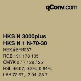 Code couleur: HKS N 3000plus - HKS N 1 N-70-30 | qconv.com