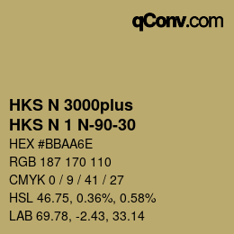 Código de color: HKS N 3000plus - HKS N 1 N-90-30 | qconv.com