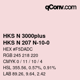 Color code: HKS N 3000plus - HKS N 207 N-10-0 | qconv.com