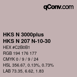 Color code: HKS N 3000plus - HKS N 207 N-10-30 | qconv.com