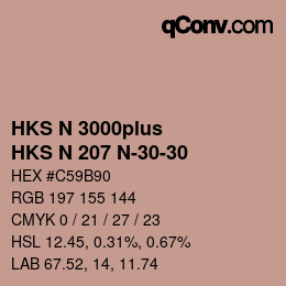 Color code: HKS N 3000plus - HKS N 207 N-30-30 | qconv.com
