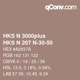 Color code: HKS N 3000plus - HKS N 207 N-30-50 | qconv.com